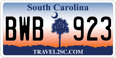 SC license plate BWB923