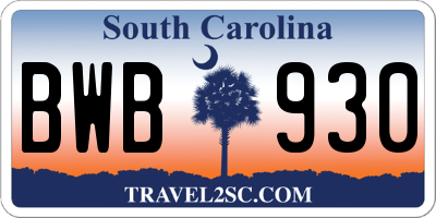 SC license plate BWB930