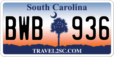 SC license plate BWB936