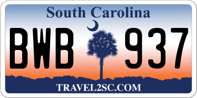 SC license plate BWB937