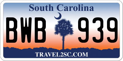 SC license plate BWB939