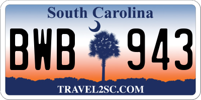 SC license plate BWB943