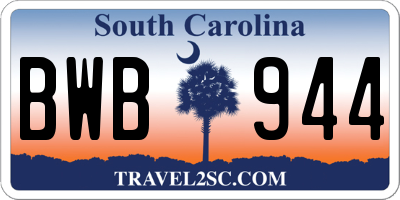SC license plate BWB944