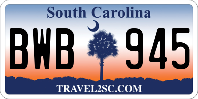 SC license plate BWB945