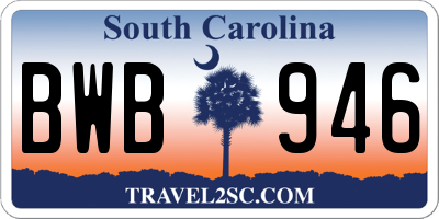 SC license plate BWB946