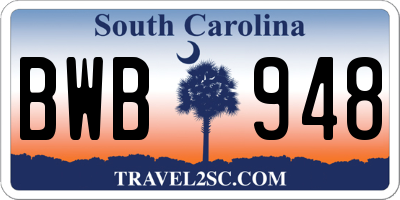 SC license plate BWB948