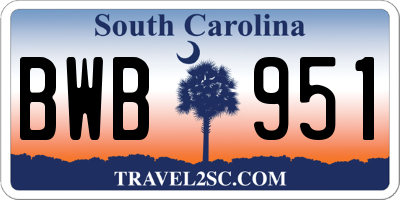 SC license plate BWB951