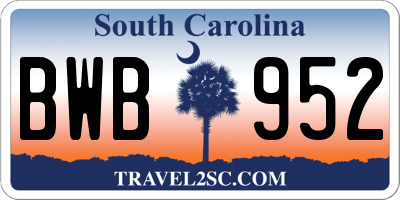 SC license plate BWB952