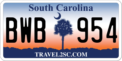 SC license plate BWB954