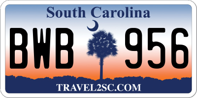 SC license plate BWB956