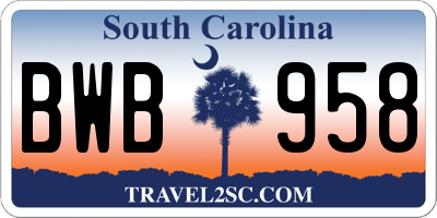 SC license plate BWB958