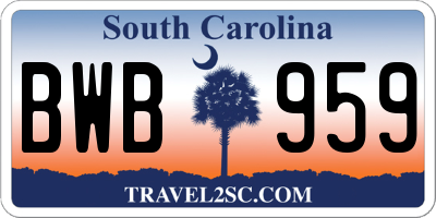 SC license plate BWB959