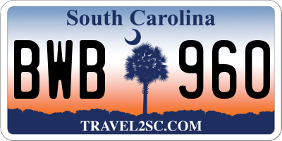 SC license plate BWB960