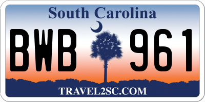 SC license plate BWB961