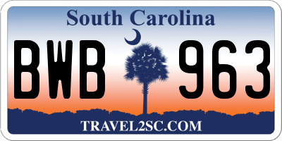 SC license plate BWB963
