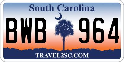 SC license plate BWB964