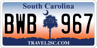 SC license plate BWB967