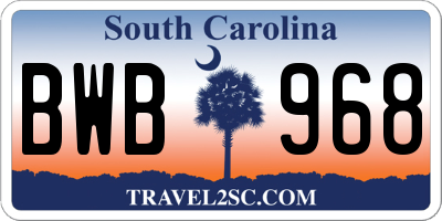 SC license plate BWB968