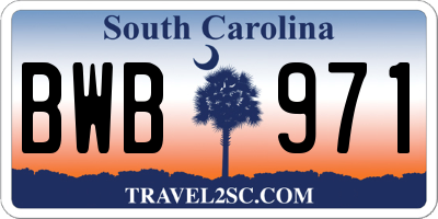 SC license plate BWB971