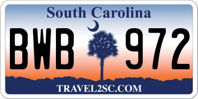 SC license plate BWB972