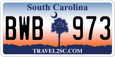SC license plate BWB973