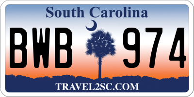 SC license plate BWB974