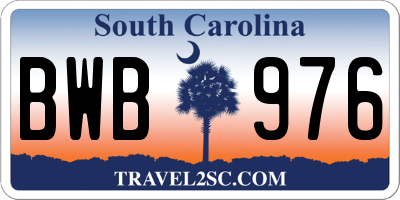 SC license plate BWB976