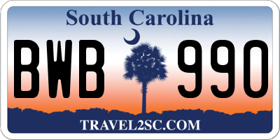 SC license plate BWB990