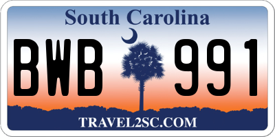 SC license plate BWB991