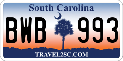 SC license plate BWB993
