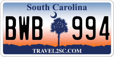 SC license plate BWB994