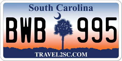 SC license plate BWB995