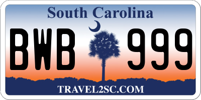 SC license plate BWB999
