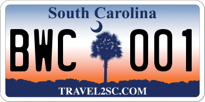 SC license plate BWC001