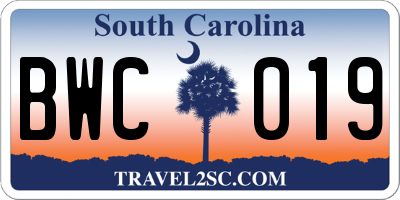 SC license plate BWC019