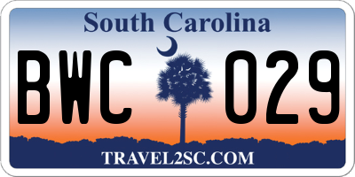 SC license plate BWC029