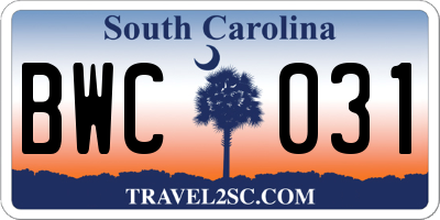 SC license plate BWC031