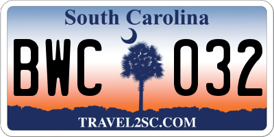 SC license plate BWC032