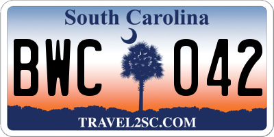 SC license plate BWC042