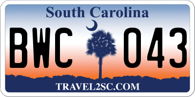 SC license plate BWC043