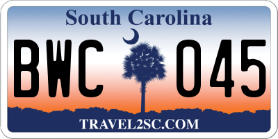 SC license plate BWC045