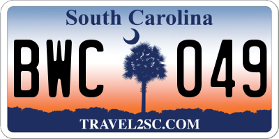 SC license plate BWC049
