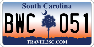 SC license plate BWC051