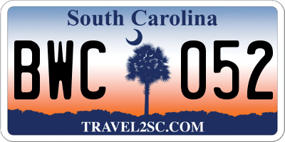 SC license plate BWC052