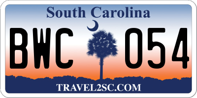 SC license plate BWC054