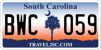 SC license plate BWC059
