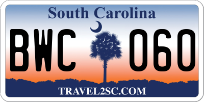 SC license plate BWC060