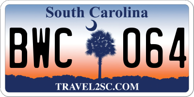 SC license plate BWC064