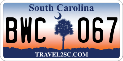 SC license plate BWC067