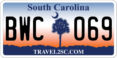 SC license plate BWC069